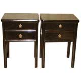 A Pair Of Black Lacquer End Tables