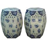 A Pair Of Hexagonal Porcelain Stools