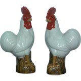 A Pair Of Fine Porcelain Roosters