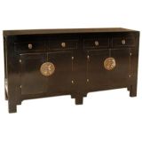Black Lacquer Sideboard With 4 Drawers & 2 Pairs Of Doors