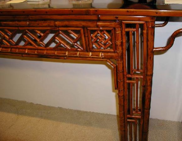 Bamboo Altar Table With Black Lacquer Top