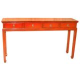 Beautiful Red Lacquer Table With Four Drawers 4