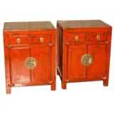 A Pair Of Red Lacquer Chests
