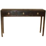 Black Lacquer Table with Three drawers