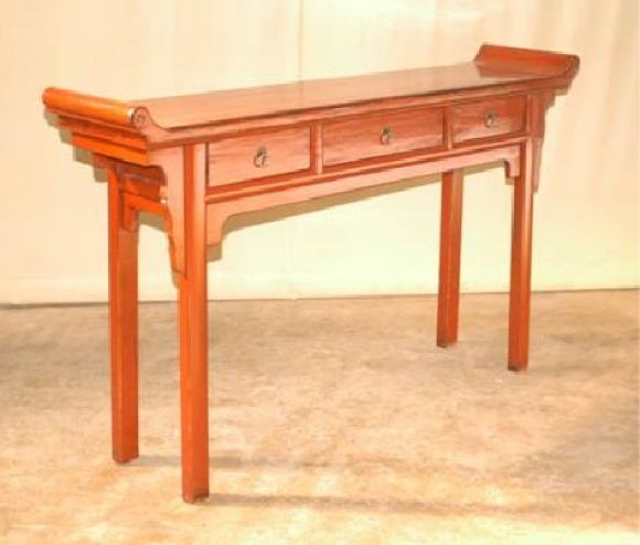 Red Lacquer Altar Table With Three Drawers