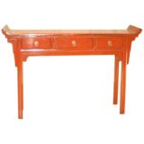 Red Lacquer Altar Table With Three Drawers