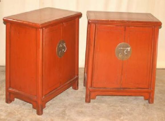 Pair of Elegant Red Lacquer Chests (Ming-Dynastie)