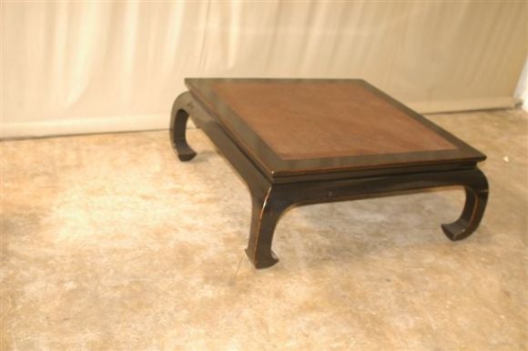 A simple and refined square low table with framed cane top. Beautiful form, lines and colors.  We carry fine quality furniture with elegant finished and has been appeared many times in 