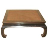 Fine  Black Lacaquer Square Low Table With Cane Top