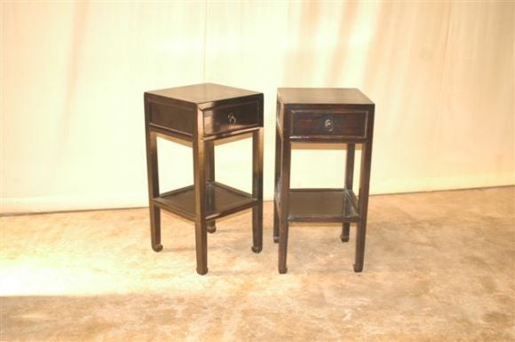 A Pair Of Black Lacquer Pedestals