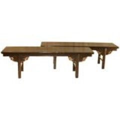 Pair of Elegant Black Lacquer Benches 7