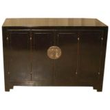 Antique Black Lacquer Sideboard With Pair Of Bi-Fold Doors