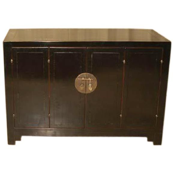 Black Lacquer Sideboard With Pair Of Bi-Fold Doors