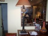 Antique American Bronze and ormolu oil lamp.