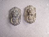 Antique Pair of bronze lion gas fixtures