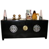 Ebonized Console with Mother of Pearl and Brass Accents