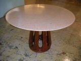 Round Gio Ponti Rose Marble and Wood Coffee Table
