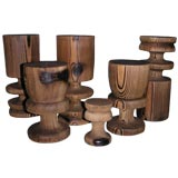 Six Piece Vertical Mod Wooden Sculptural Set