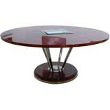 French Art Deco Mahogany and Nickel pedastal table
