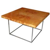 Milo Baughman olive burl lamp table
