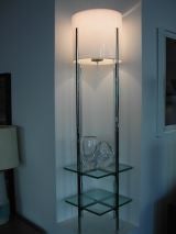 1970's Architectural Chrome and glass floor lamp