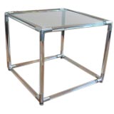 1970'S LUCITE AND ALUMINUM CUBE TABLE
