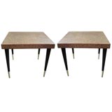 Pair of Paul Frankl cork top side tables