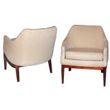 Pair of Paul McCobb walnut base spoonback chairs