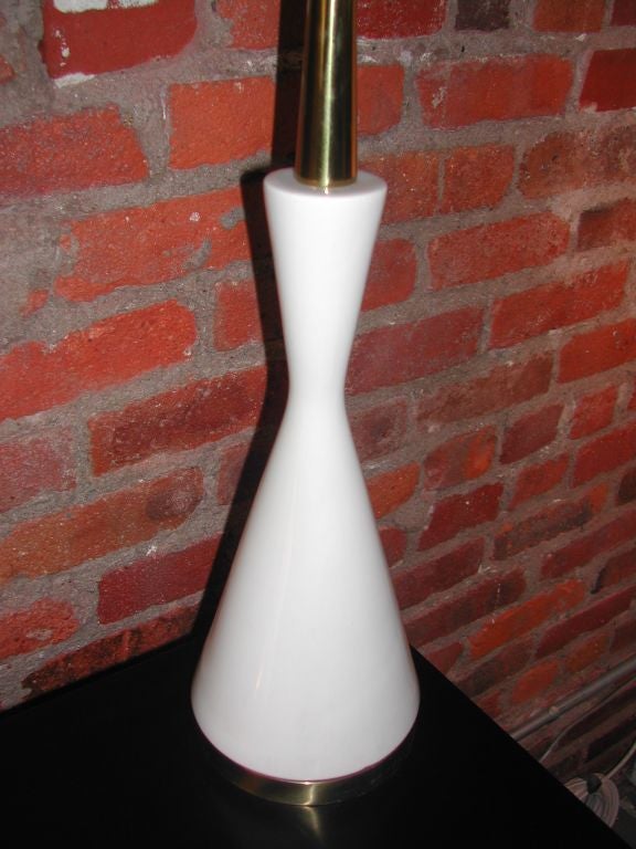 1960's Sculptural Stiffel ceramic and brass table lamps