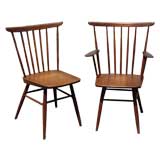 Set of 6 1970's Nakashima style craftsman solid walnut Chairs