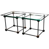 Jean Royere style 2 piece coffee glass table