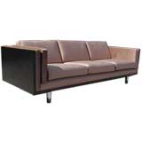 Milo Baughman ebony paneled tuxedo sofa