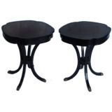 A  Pair  of  Clover Leafed Shaped, Ebonized End Tables.