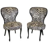 A Pair of Zebra Print French Chairs.