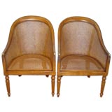 Vintage A  Pair  of West Indies Light Mahogany Caned  Chairs.