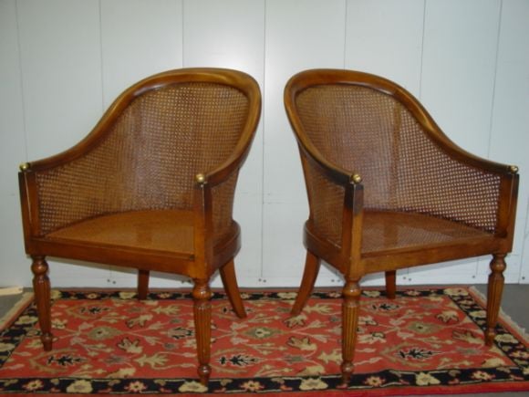 Caribbean A  Pair  of West Indies Light Mahogany Caned  Chairs.