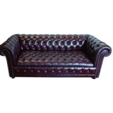 Vintage A  1950s English Chesterfield Leather Settee
