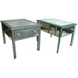 A Pair of Large Mirrored 1970s Lamp End Tables A Pair of Large Mirrored 1970s Lamp End Tables