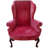 A Beautiful 19thc Velvet , and Mahogany Framed Wing Chair