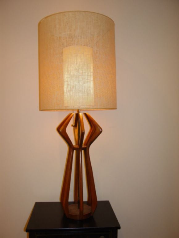 A Danish Cherry Wood Tall Table Lamp