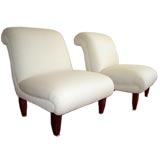 Pair of 1940s Oversized Slipper Chairs