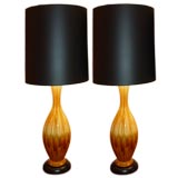 Retro Pair of 1950s Haeger Pottery Lamps