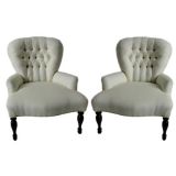 A Charming Pair of 19thc Antique American Slipper Chairs
