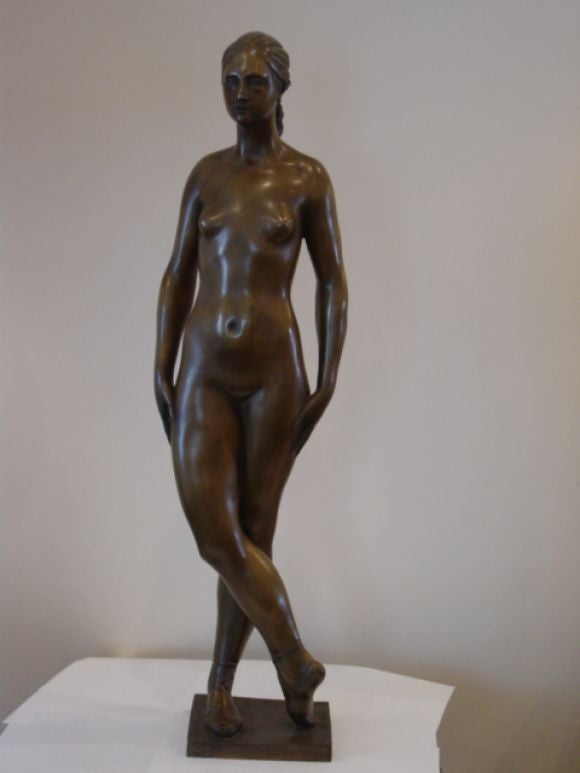 Signed Italian Art  Deco Bronze Ballerina. 1