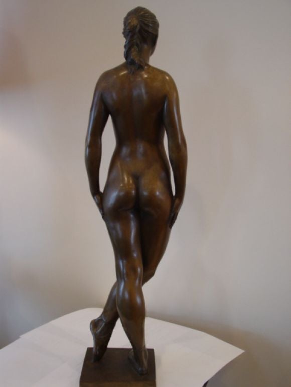 Mid-20th Century Signed Italian Art  Deco Bronze Ballerina.