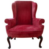Antique A Fine 19th century Velvet and Mahogany Framed Wing Chair.