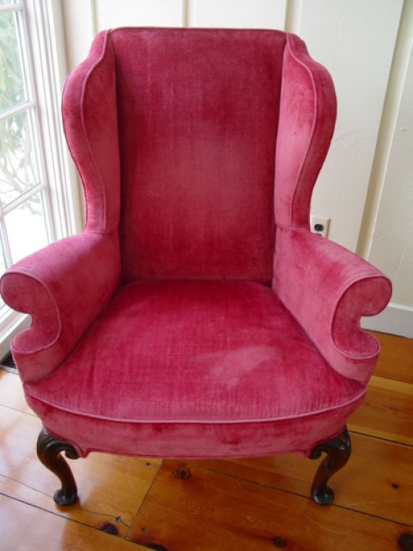 A Fine 19th century Velvet and Mahogany Framed Wing Chair.