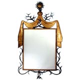 Vintage Large Iron and Gilt Mirror after a design by Gilbert Poillerat