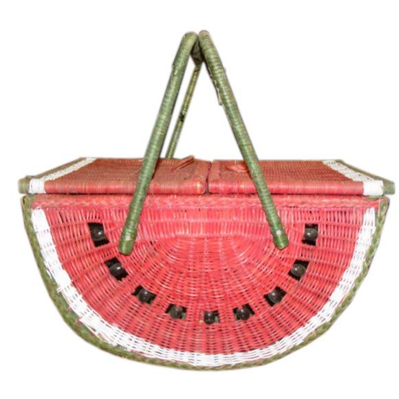 A Charming 1950s  American Hand Made Melon Picnic Basket.