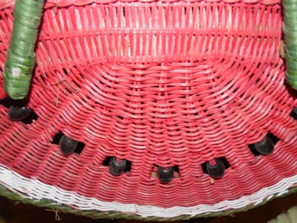 Rattan A Charming 1950s  American Hand Made Melon Picnic Basket.